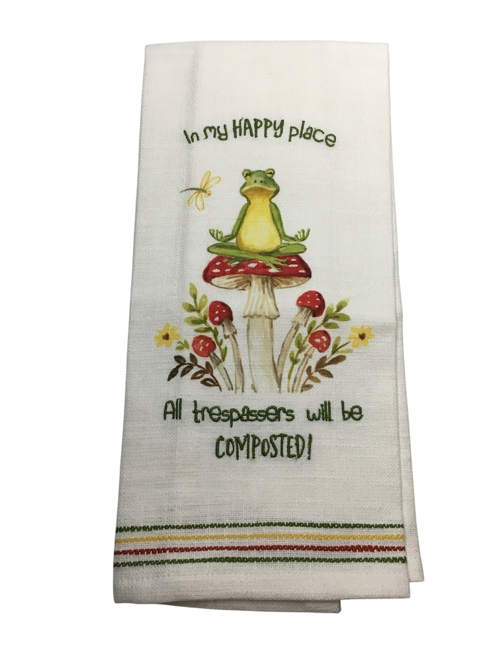 KAY DEE DESIGNS Cotton Dish Towel Frog Funny In My Happy Place Kitchen Decor